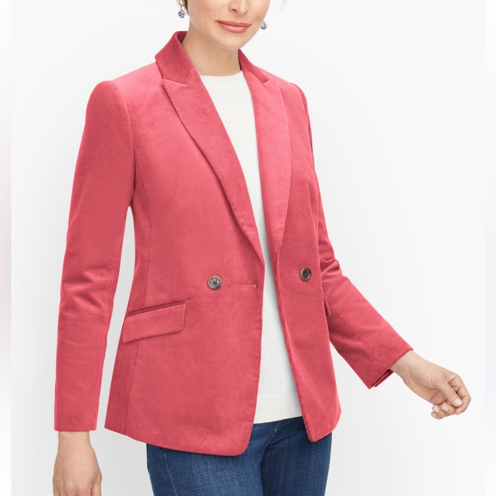 Talbots Double Breasted Pink Corduroy Blazer Size 16 P